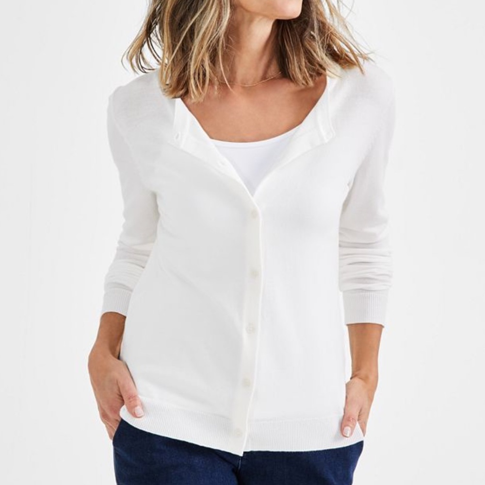 Style & Co. Cream Long Sleeve Button Down cardigan PS